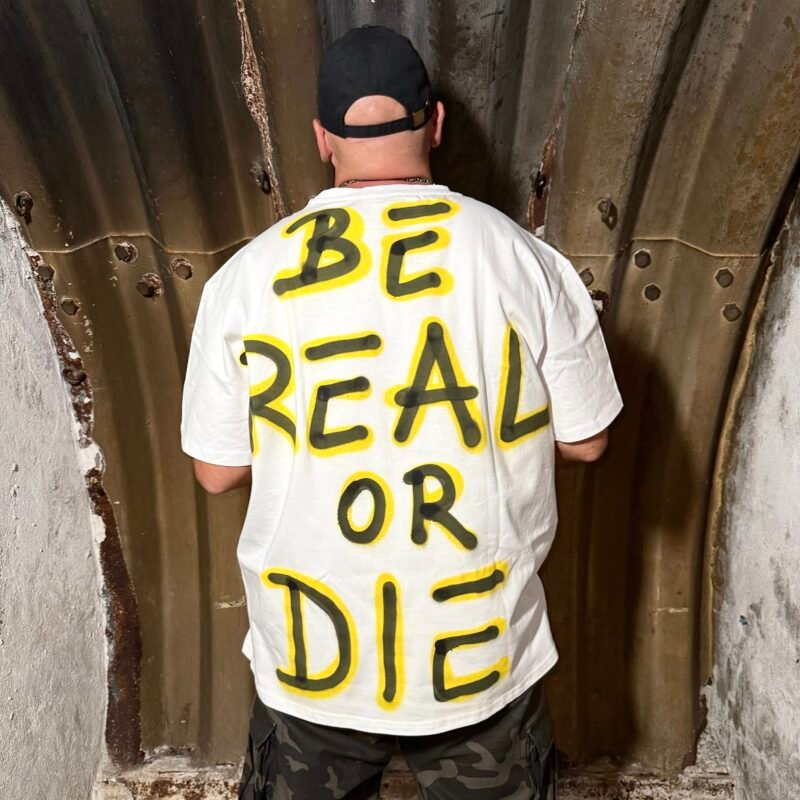 HAVLISON „BE REAL OR DIE“ WHITE OVERSIZED T‑SHIRT