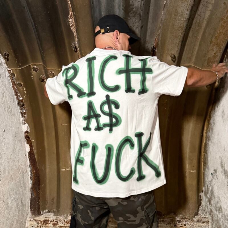 HAVLISON „RICH A$ FUCK“ WHITE OVERSIZED T‑SHIRT